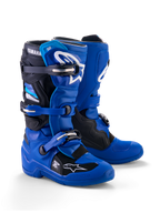 Alpinestars Yamaha Youth Tech 7S Boots, Motocross Boots, Blue Black and White, featuring a multi-buckle closure system, TPU protective shell, and white Alpinestars logos with Yamaha branding on the cuff
