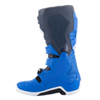 Buty Alpinestars Tech 7, buty motocrossowe, kolory Alpine Blue, Night Navy i Bright Red, widok od strony przyśrodkowej pokazujący ochronne panele TPU i wzmocnioną konstrukcję do wyścigów terenowych