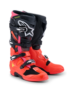 Buty Alpinestars Tech 7, buty motocrossowe, czarne, czerwone fluo i różowe fluo, z klamrami szybkomocującymi, systemem podwójnego przegubu i ochronną skorupą TPU, wytrzymały sprzęt do jazdy w terenie