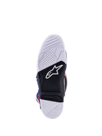 Alpinestars Tech 7 Limited Edition Unity, biała i czarna podeszwa buta motocrossowego ze wskaźnikiem zużycia.