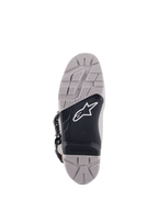 Alpinestars Tech 7 Enduro Drystar® Boots, sole view, Gray and Black, high-grip tread pattern with a textured black central panel, white Astar logo, features a replaceable insert for durability and traction in enduro riding