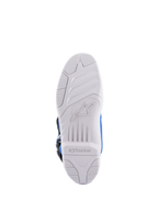 Alpinestars Tech 5 Boots, Motocross Boots, Blue and White, sole view featuring white rubber outsole with embossed Alpinestars logo and textured grip pattern, durable construction for off-road riding