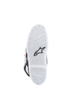 Alpinestars Youth Tech 7S Boots, buty motocrossowe, biała podeszwa z czarnym logo Astars, teksturowany wzór przyczepności, wytrzymały materiał kompozytowy dla osiągów off-road