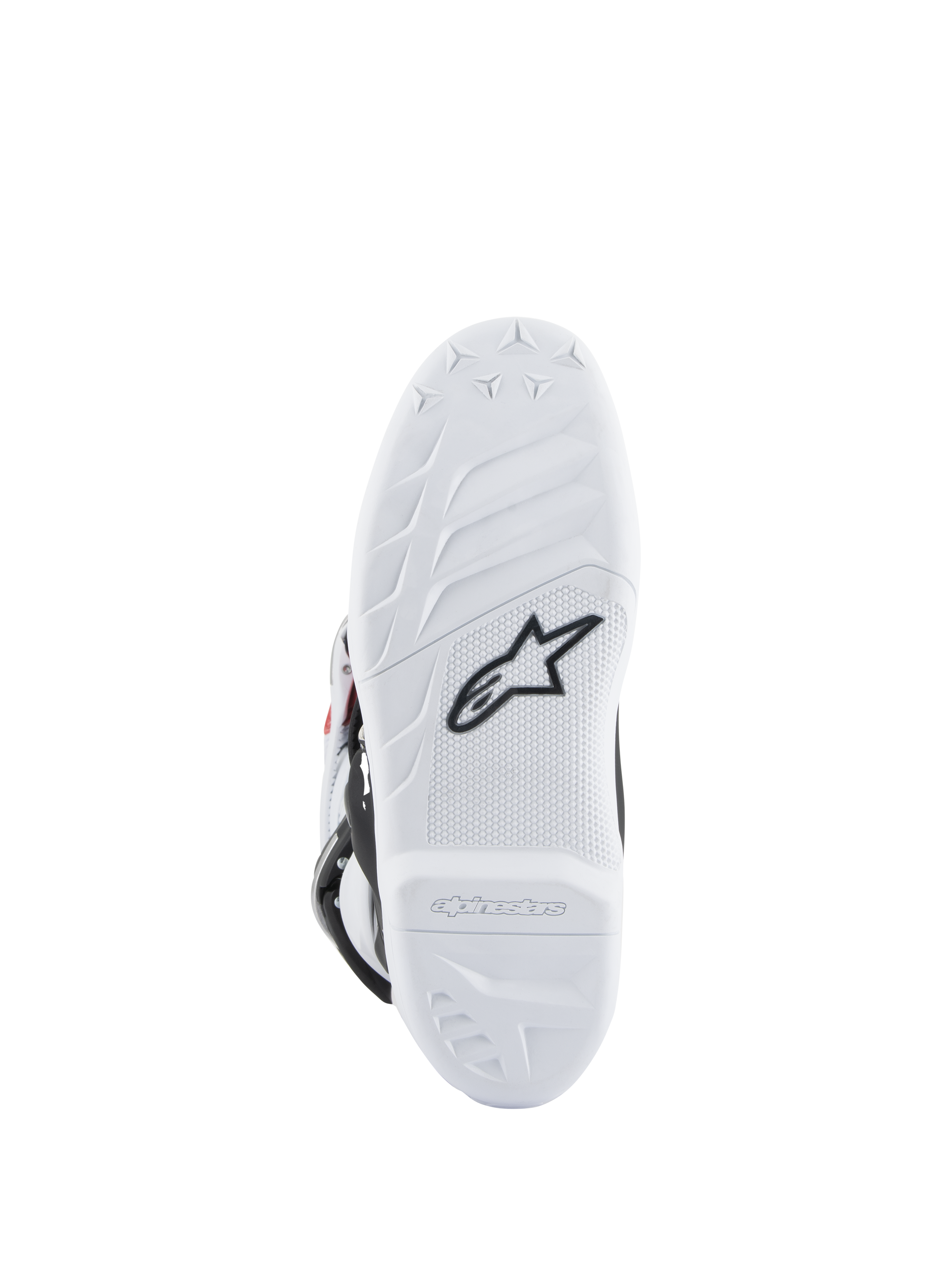 Alpinestars Youth Tech 7S Boots, buty motocrossowe, biała podeszwa z czarnym logo Astars, teksturowany wzór przyczepności, wytrzymały materiał kompozytowy dla osiągów off-road