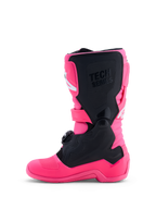 Alpinestars Youth Tech 7S Motocross Boots, Pink Fluo and Black, featuring TPU protection and a junior-specific fit.