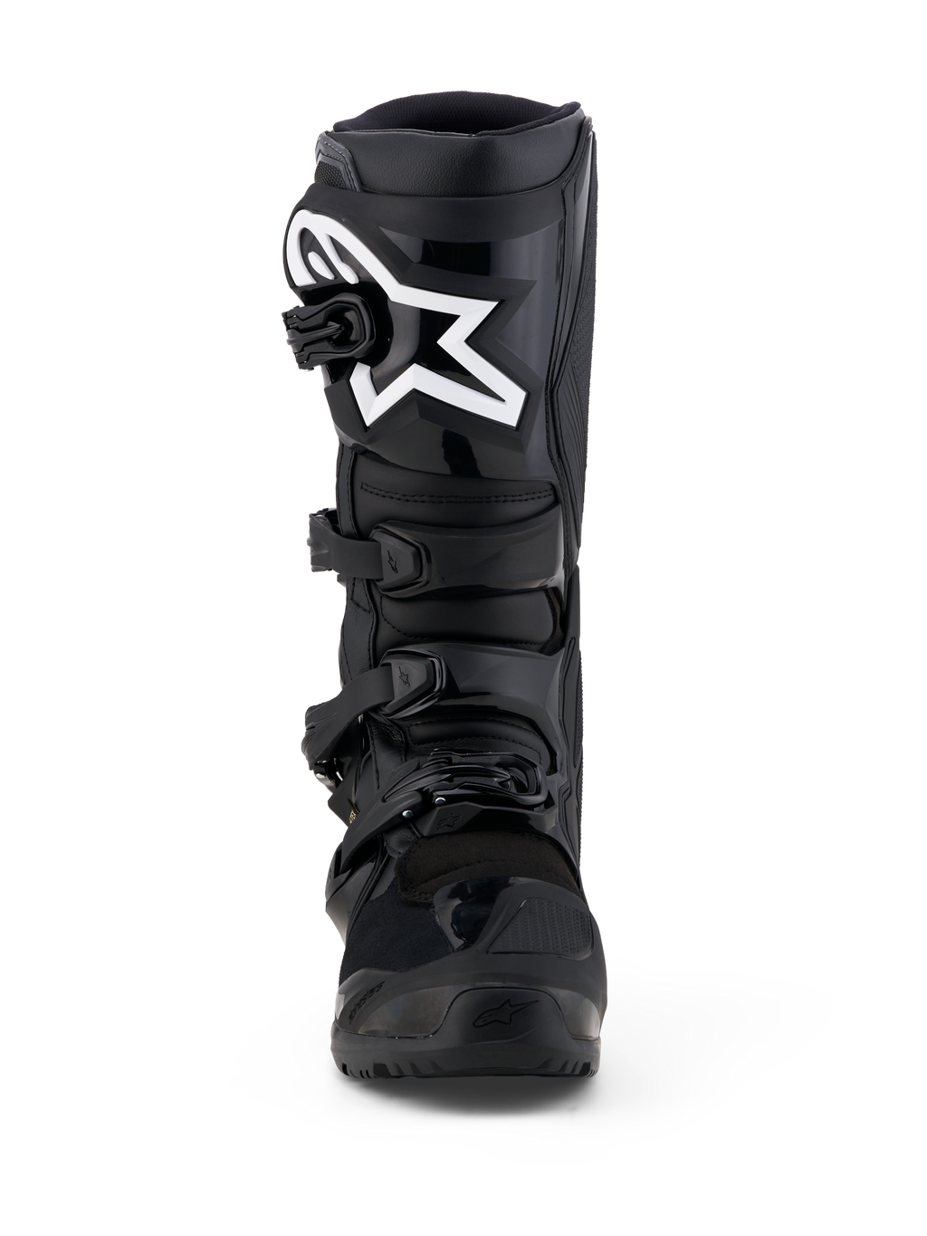 Alpinestars Tech 7 Enduro Gore-Tex, buty motocyklowe enduro, czarne i białe, wodoodporna membrana, certyfikowane CE, wytrzymała ochrona TPU.