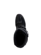 Buty Alpinestars Tech 7 Enduro Gore-Tex, czarne i szare buty motocyklowe off-road, widok z góry na wnętrze i wzmocnioną strefę zmiany biegów TPU.
