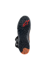 Alpinestars XT-8 GORE-TEX Boots, Adventure Enduro Boots, Black Brown, bottom sole view showing aggressive lug pattern, red Alpinestars logo, and rugged traction for off-road riding