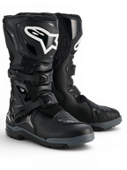 Alpinestars Corozal V2 Adventure Drystar®, czarne wodoodporne buty motocyklowe adventure z ochronnymi płytkami piszczeli TPU, boczną ochroną kostki, regulowanymi klamrami i terenową podeszwą, para butów
