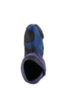 Alpinestars Supertech R LE Martinator R01 Vented Boots, wyścigowe buty motocyklowe, niebieskie i fioletowe z czarnymi akcentami, widok z góry do wnętrza buta, cholewka z perforowanej mikrofibry i wyścigowy design