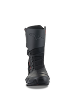 Buty Alpinestars SP-X BOA®, czarne sportowe buty motocyklowe, średniej wysokości konstrukcja ze zintegrowanym ochraniaczem goleni, elastyczne panele z siatki i boczny system zapięcia BOA, smukły profil ergonomiczny do jazdy sportowo-turystycznej