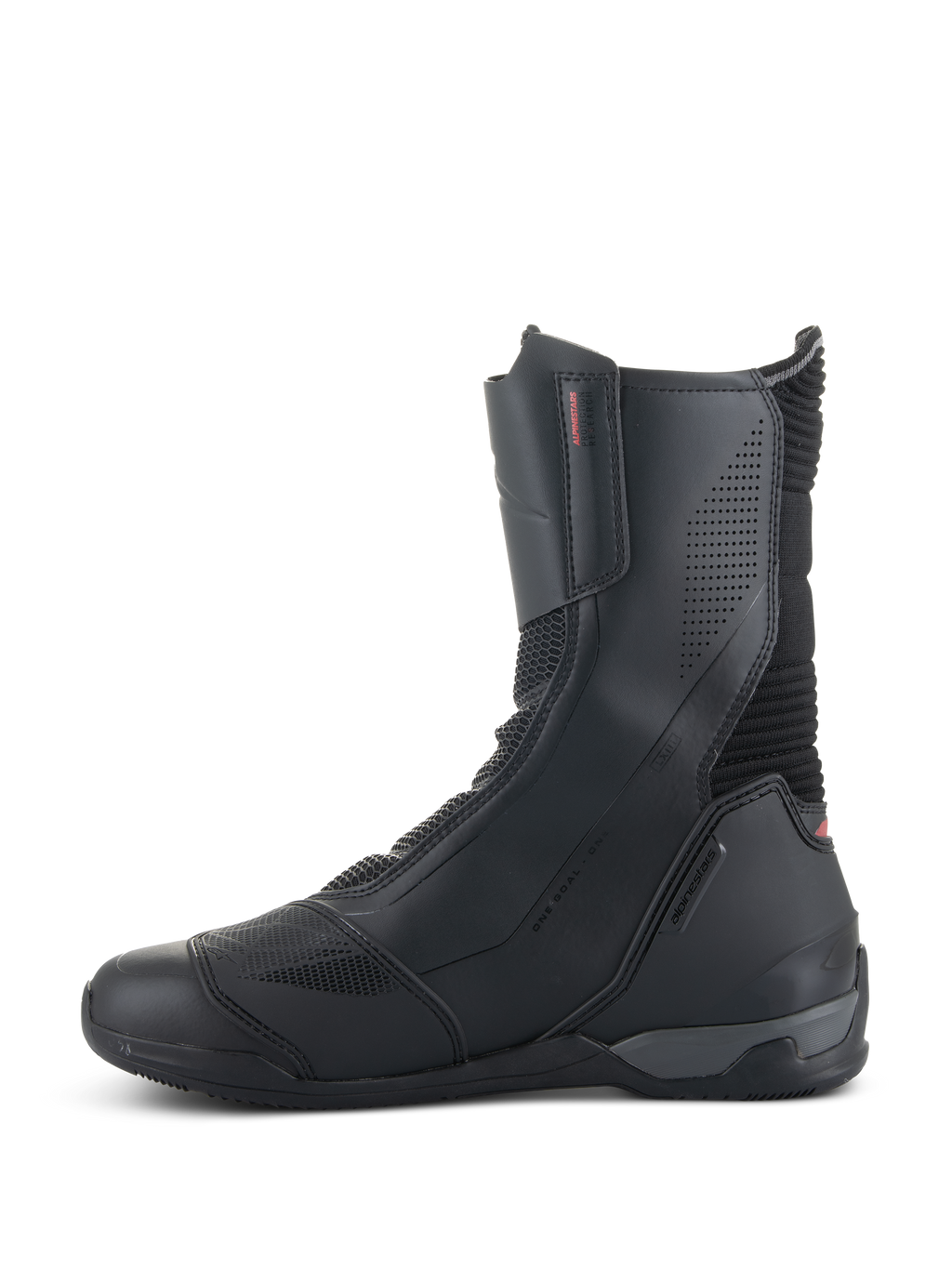 Buty Alpinestars SP-X BOA®, motocyklowe buty jeździeckie, czarne, o średniej wysokości z mikrofibry i paneli z siatki Rideknit, z bocznym zamkiem błyskawicznym i smukłym sportowym profilem