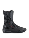 Alpinestars SP-X BOA® Boots, sportowe buty motocyklowe, czarne z czerwonymi akcentami, pokrętło systemu BOA®, konstrukcja o średniej wysokości z panelami z mikrofibry i siateczki, ochrona pięty i palców z TPU, elegancki design do jazdy szosowej