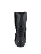 Alpinestars SMX-6 V3 Boots, sportowe buty motocyklowe, czarne, widok z tyłu ukazujący wzmocnioną piętę, tylną strefę zgięcia z siatki 3D oraz smukły, ergonomiczny design do jazdy na torze i ulicy