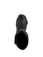 Buty Alpinestars SMX-6 V3, czarne, widok z góry ukazujący wnętrze oraz konstrukcję cholewki, wyczynowe obuwie motocyklowe z mikrofibry ze strefami elastycznymi z siatki