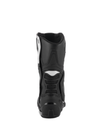 Buty Alpinestars Stella SMX-6 V3, damskie buty motocyklowe, czarno-białe, widok z tyłu z ochraniaczem pięty TPU i elastycznymi panelami harmonijkowymi, wytrzymała, sportowa konstrukcja