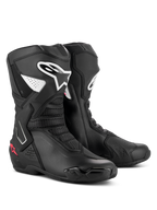Alpinestars Stella SMX-6 V3 Boots, damskie buty motocyklowe, czarno-białe z różowymi akcentami Diva Pink, białe logo Alpinestars i różowe detale w kształcie gwiazdy, smukła konstrukcja z mikrofibry z ochraniaczami TPU, wysoka wydajność na torze i ulicy