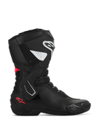 Buty Alpinestars Stella SMX-6 V3, damskie sportowe buty motocyklowe, czarne z białymi i różowymi akcentami Diva Pink, profil boczny, ochrona goleni i kostki TPU, elastyczne panele mesh, konstrukcja z wydajnej mikrofibry na tor i ulicę