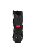 Buty Alpinestars Stella SMX-6 V3, Black White Diva Pink, widok z tyłu pokazujący konstrukcję z czarnej mikrofibry, różowe akcenty TPU na łydce i pięcie oraz zintegrowaną wentylację z siatki dla sportowej wydajności