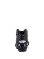 Buty Alpinestars SMX-1 R V2 Vented, niskie buty motocyklowe, czarne, widok z tyłu z błyszczącym ochraniaczem pięty TPU i srebrnym logo, perforowana mikrofibra dla lepszej wentylacji, ergonomiczna konstrukcja do jazdy sportowej