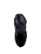 Buty Alpinestars SMX-1 R V2 Vented, czarne, widok z góry pokazujący wentylowaną cholewkę z mikrofibry, osłonę zmiany biegów z TPU oraz ergonomiczny kołnierz do sportowej jazdy.