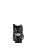 Alpinestars SMX-1 R V2 Vented Boots, niskie buty motocyklowe, czarno-czerwone, widok z tyłu przedstawiający zapiętek TPU oraz czerwone siateczkowe strefy elastyczne, wyczynowe obuwie do jazdy szosowej i sportowej