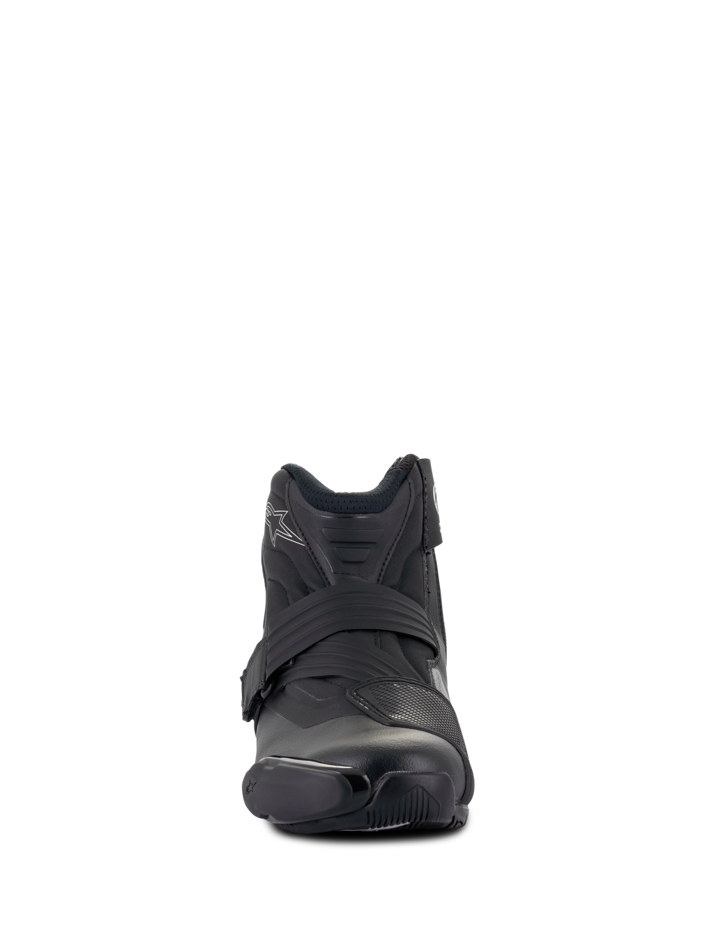 Alpinestars Women Stella SMX-1 R V2 Boots, niskie buty motocyklowe, czarne, widok z przodu, cholewka z mikrofibry, nakładka TPU na zmianę biegów, ergonomiczny pasek zapięcia, sportowy design