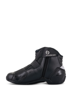 Alpinestars Women Stella SMX-1 R V2 Boots, czarne, niskie damskie buty motocyklowe, widok z boku przedstawiający zapięcie na zamek, pasek na kostkę z logo oraz konstrukcję z mikrofibry z ochraniaczem pięty TPU