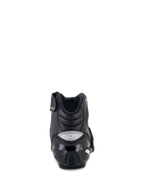 Alpinestars Women Stella SMX-1 R V2 Boots, niskie buty motocyklowe, czarne, widok z tyłu prezentujący wzmocniony zapiętek TPU i szare logo Alpinestars, sportowe obuwie motocyklowe