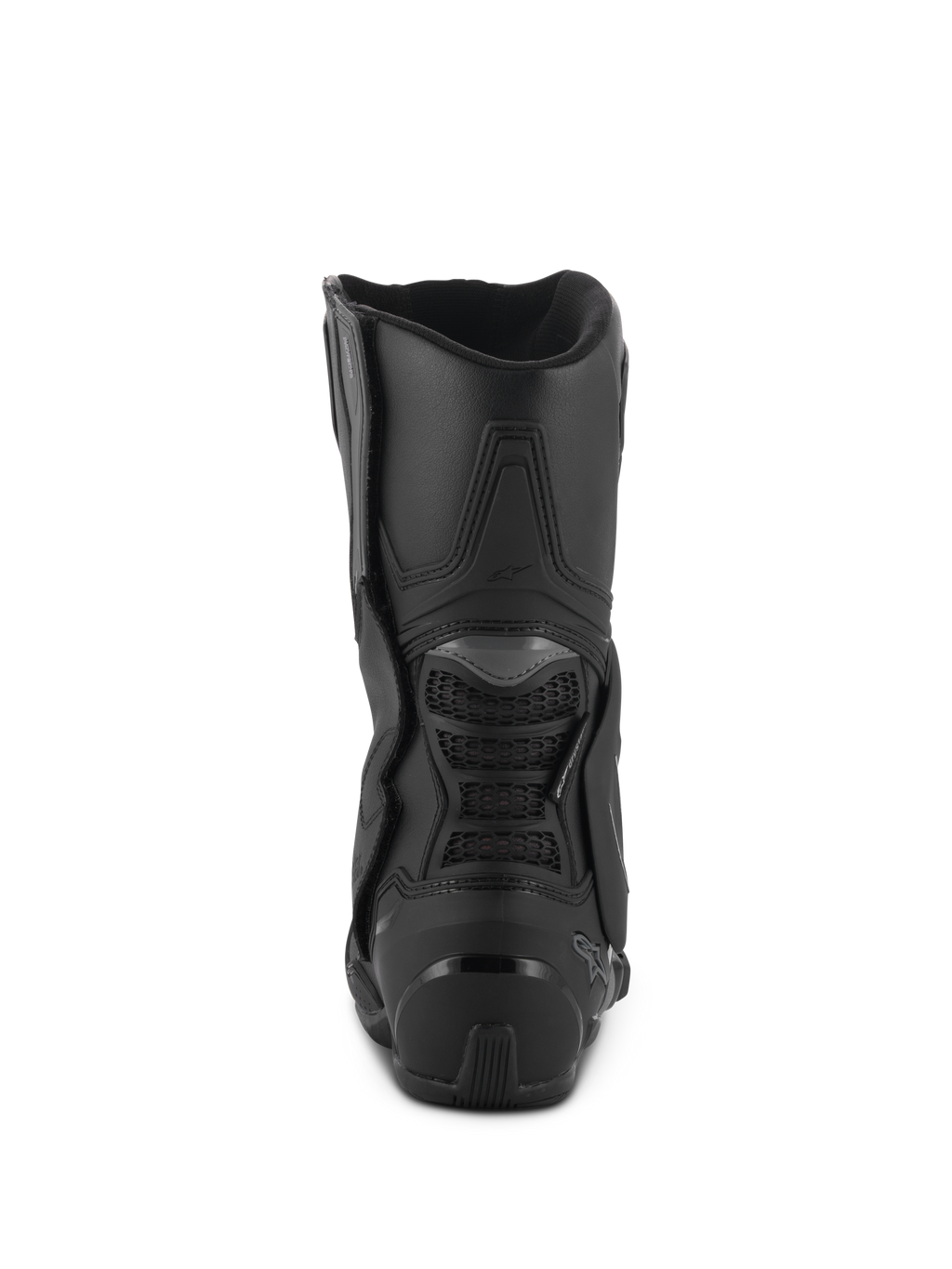 Alpinestars Stella SMX-6 V3 Drystar® Boots, Black, rear view showing the TPU heel counter and back calf protection, high-performance waterproof motorcycle boots for women