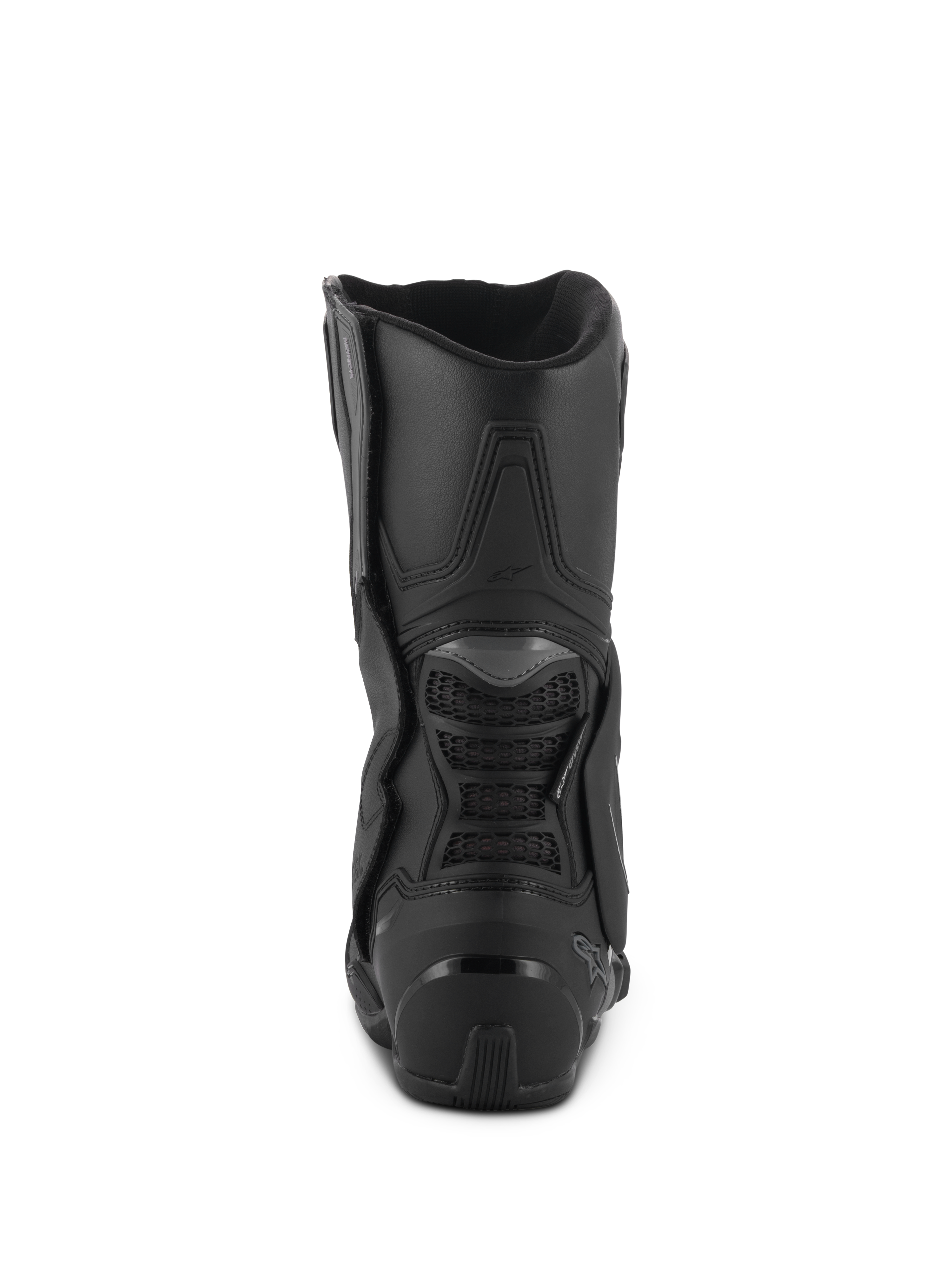 Alpinestars Stella SMX-6 V3 Drystar® Boots, Black, rear view showing the TPU heel counter and back calf protection, high-performance waterproof motorcycle boots for women