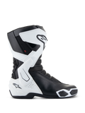 Alpinestars Stella SMX-6 V3 Drystar®, damskie buty motocyklowe, biało-czarne, widok z boku z wodoodporną technologią Drystar®, ochroną goleni i kostek z TPU, siatkowymi strefami elastyczności i ergonomicznym sportowym designem
