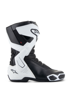 Alpinestars Stella SMX-6 V3 Drystar®, damskie buty motocyklowe, biało-czarne, widok z boku z wodoodporną technologią Drystar®, ochroną goleni i kostek z TPU, siatkowymi strefami elastyczności i ergonomicznym sportowym designem