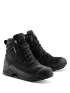 Alpinestars Woman Judy Waterproof Boots, czarne buty motocyklowe, design inspirowany butami bojowymi ze sznurowanym zapięciem, metka waterproof, konstrukcja z zamszu i materiału tekstylnego, wytrzymała gumowa podeszwa zapewniająca komfort jazdy i chodzenia