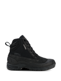 Damskie buty Alpinestars Judy Waterproof, damskie miejskie buty motocyklowe, czarne, wysokie buty w stylu combat ze sznurowaniem z przodu, solidna gruba podeszwa, metka Waterproof i uchwyt z tyłu, wykończenie z matowego zamszu i tkaniny