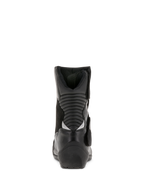 Damskie buty Alpinestars Stella Valencia Waterproof, czarne, widok z tyłu pokazujący tylne harmonijkowe strefy zgięcia, niskie buty motocyklowe turystyczne ze skóry i zamszu z teksturowaną piętą