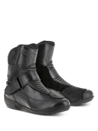 Alpinestars Stella Valencia Waterproof Boots, damskie buty motocyklowe, czarne, niskie buty turystyczne z panelami ze skóry i zamszu, harmonijkowe strefy elastyczne i pasek z klamrą na podbiciu, wodoodporne obuwie dla kobiet