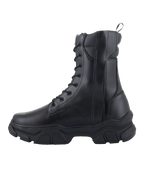 Alpinestars Ava Women Boots, czarna skóra pełnoziarnista, miejskie buty motocyklowe z podwyższoną masywną gumową podeszwą, sznurowanie z przodu i boczny zamek, obuwie ochronne dla kobiet