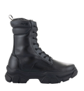 Damskie buty Alpinestars Ava, miejskie buty motocyklowe, czarne, widok z boku, gruba podwyższona gumowa podeszwa, konstrukcja ze skóry pełnoziarnistej, sznurowane zapięcie, design inspirowany stylem użytkowym do jazdy i chodzenia