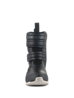 Damskie buty Alpinestars Stella RT-7 Touring Drystar®, czarne turystyczne buty motocyklowe z białą podeszwą, widok z przodu przedstawiający podwójne zapięcia na rzepy i wytłoczone logo Alpinestars, techniczny design do jazdy szosowej i adventure