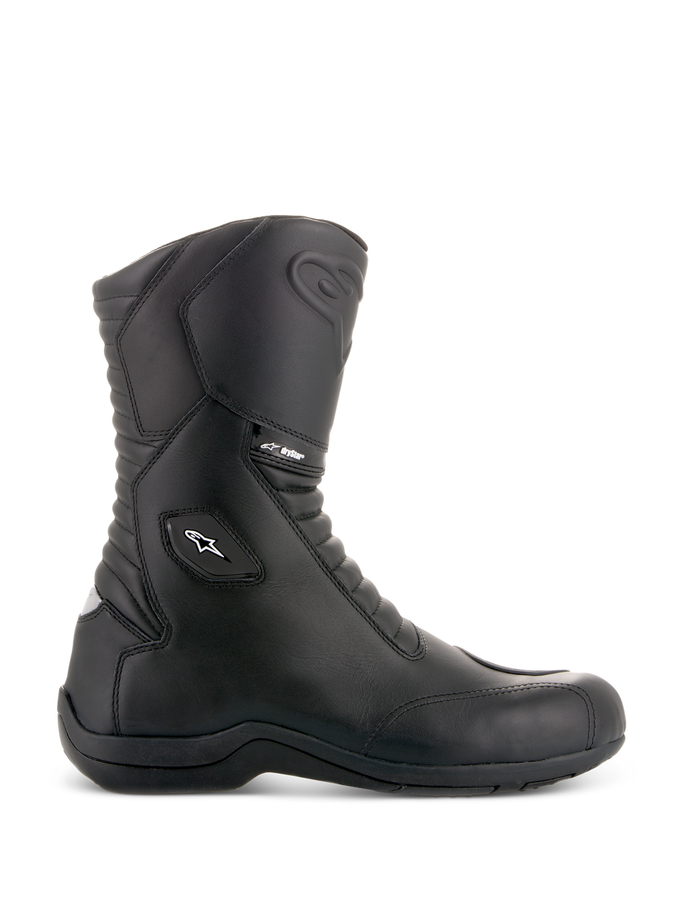 Alpinestars Andes V2 Drystar® Boots, czarne buty motocyklowe turystyczne, wysokie, skórzane z wodoodporną membraną Drystar, wzmocnione przeszycia, białe logo gwiazdy, gruba podeszwa, nowoczesny design
