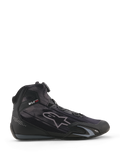Buty Alpinestars Celer Superair, buty motocyklowe, czarno-ciemnoszare, profil boczny z tekstylną konstrukcją o wysokim przepływie powietrza, system zamykania Rotor i ochronne wzmocnienia TPU, smukły sportowy design.