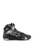 Alpinestars Celer Superair Shoes, buty motocyklowe, czarno-białe, widok z boku z białymi wzorami graficznymi i dużym logo Astar, system zamykania Rotor na języku, ochrona kostki TPU z brandingiem „ONE GOAL ONE VISION”, oddychająca tekstylna cholewka idealna na ciepłe dni