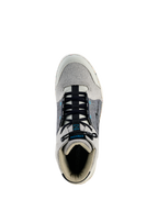 Buty Alpinestars Circal Riding Shoes, miejskie buty motocyklowe, szare i czarne z niebieskimi akcentami Methyl Blue, widok z góry pokazujący czarne elastyczne sznurowadła, jasnoszary płócienny nosek i kołnierz, ciemnoszare panele boczne z błękitnymi detalami, ochronne i ekologiczne obuwie miejskie