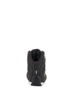 Alpinestars Sektor Shoes, buty motocyklowe, czarno-żółte fluo, widok z tyłu przedstawiający piętę z paskiem odblaskowym i detale wewnętrznej wyściółki, teksturowana podeszwa
