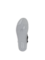 Buty Alpinestars Stella Stated Podium, damskie buty motocyklowe, czarne i jasnoszare, gumowa podeszwa z logo, widok od spodu.