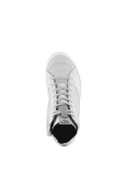 Alpinestars Stella Stated Podium Shoes, women's white and cool gray urban motorcycle riding sneakers, top-down view.