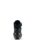 Buty Alpinestars Faster-4 Drystar®, buty motocyklowe, Black Night Navy Cyan, widok od tyłu podkreślający wzmocnioną konstrukcję pięty i kostki, granatowa wyściółka wewnętrzna, elementy odblaskowe, smukły sportowy design do jazdy szosowej