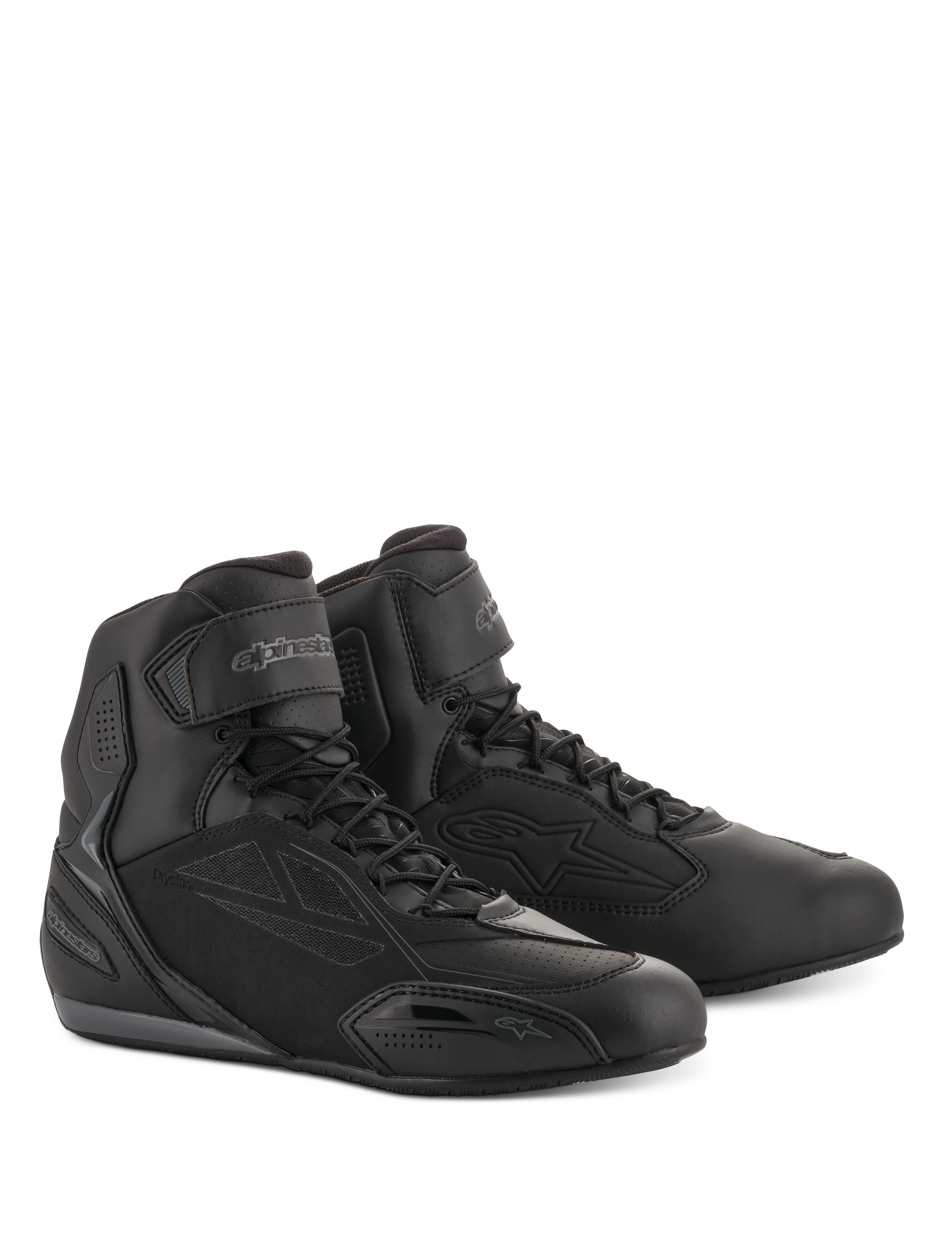 Alpinestars Faster-3 Drystar® Riding Shoes, buty motocyklowe, czarne i szare (Cool Gray), wysoka konstrukcja ze sznurowadłami i paskiem na rzep na kostce, smukła cholewka z mikrowłókna z panelami ochronnymi, wodoodporne obuwie do jazdy szosowej