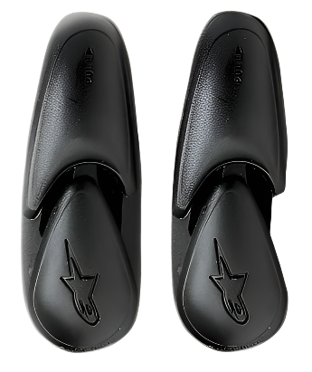Alpinestars Super SMX 3 Slider, pair of replacement motorcycle boot toe sliders, Black, matte finish with embossed Alpinestars star logo, spare part for SMX-3 footwear